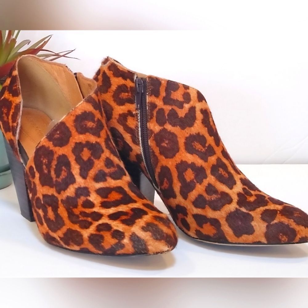 Corso Como Leopard Print Ankle Boots Size 6 Designer Calf Hair Heels Pre Owned